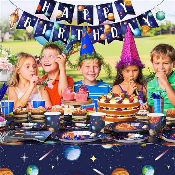 Outer Space Birthday Party Supplies Serve 24 Space Party Tableware Set - Picture 6 of 6